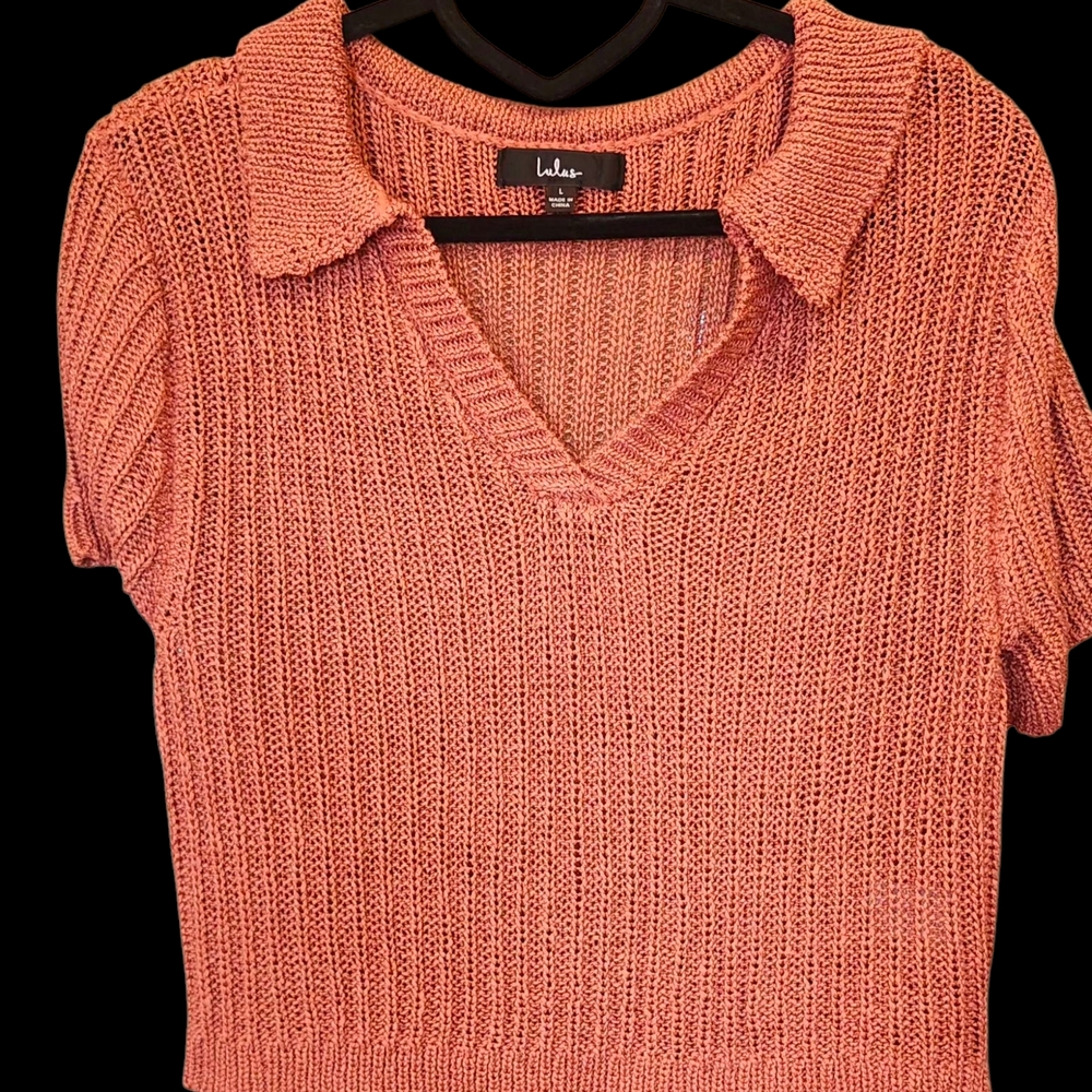 Lulu's Rose Knit Sweater with Collar